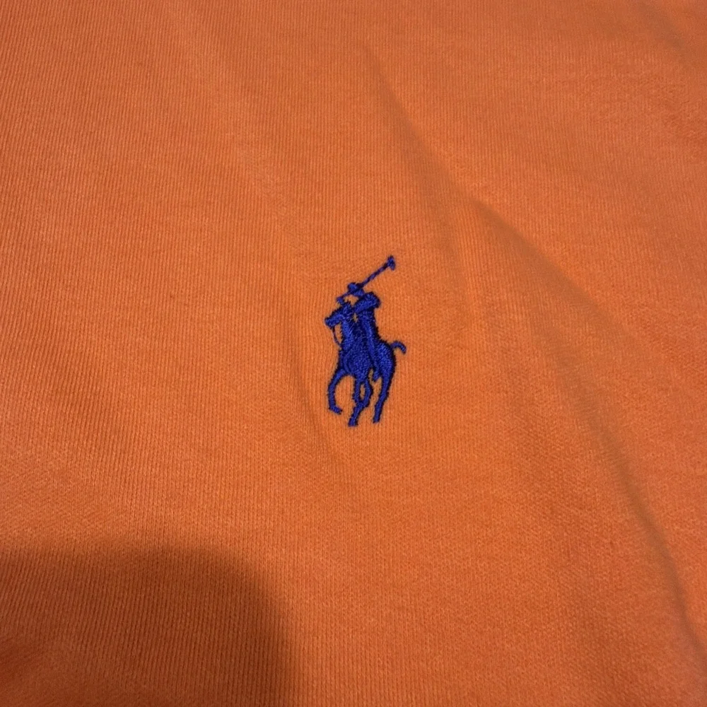 Polo Golf Ralph Lauren Men's LARGE‎ 1/4 Quarter Zip Sweater Orange Blue Cotton